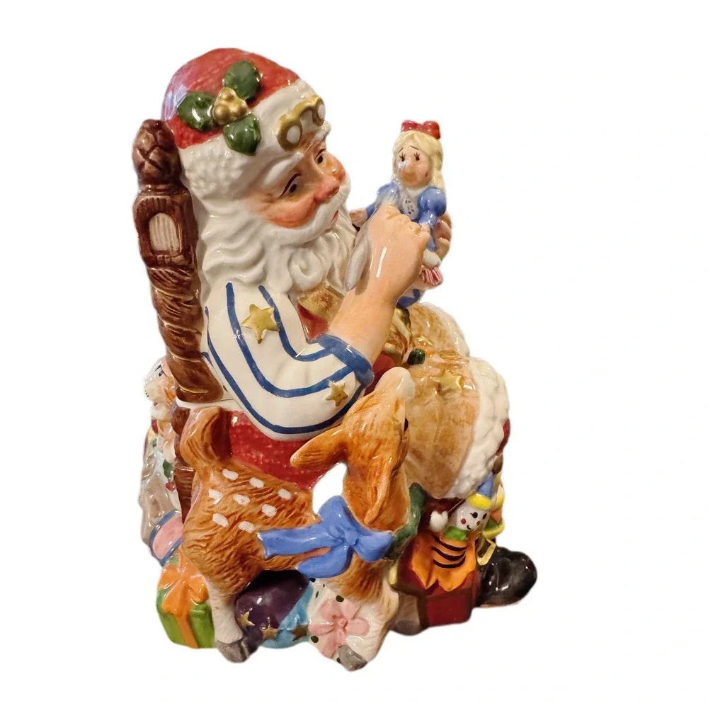 VTG Fitz and Floyd Classics SantasToy Shop Ceramic Christmas Cookie/Candy Jar 8